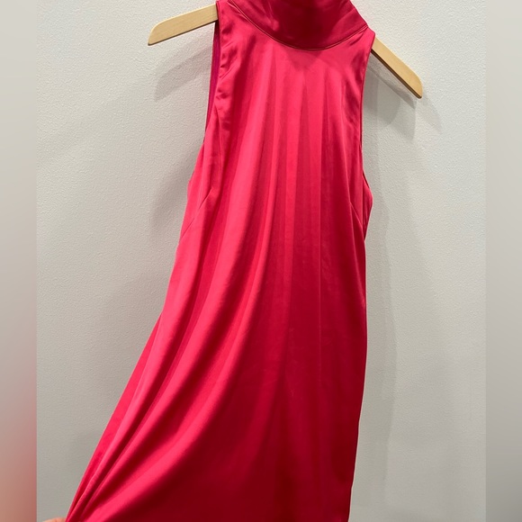 Boston Proper High Neck Halter Mini Fuchsia Dress - Picture 7 of 7